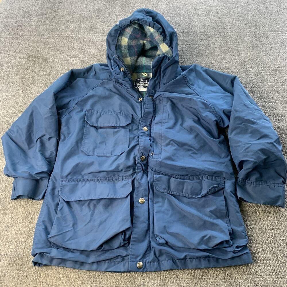 Vintage Woolrich Jacket Womens Medium Wool Plaid Lined Winter Parka Coat USA 80s